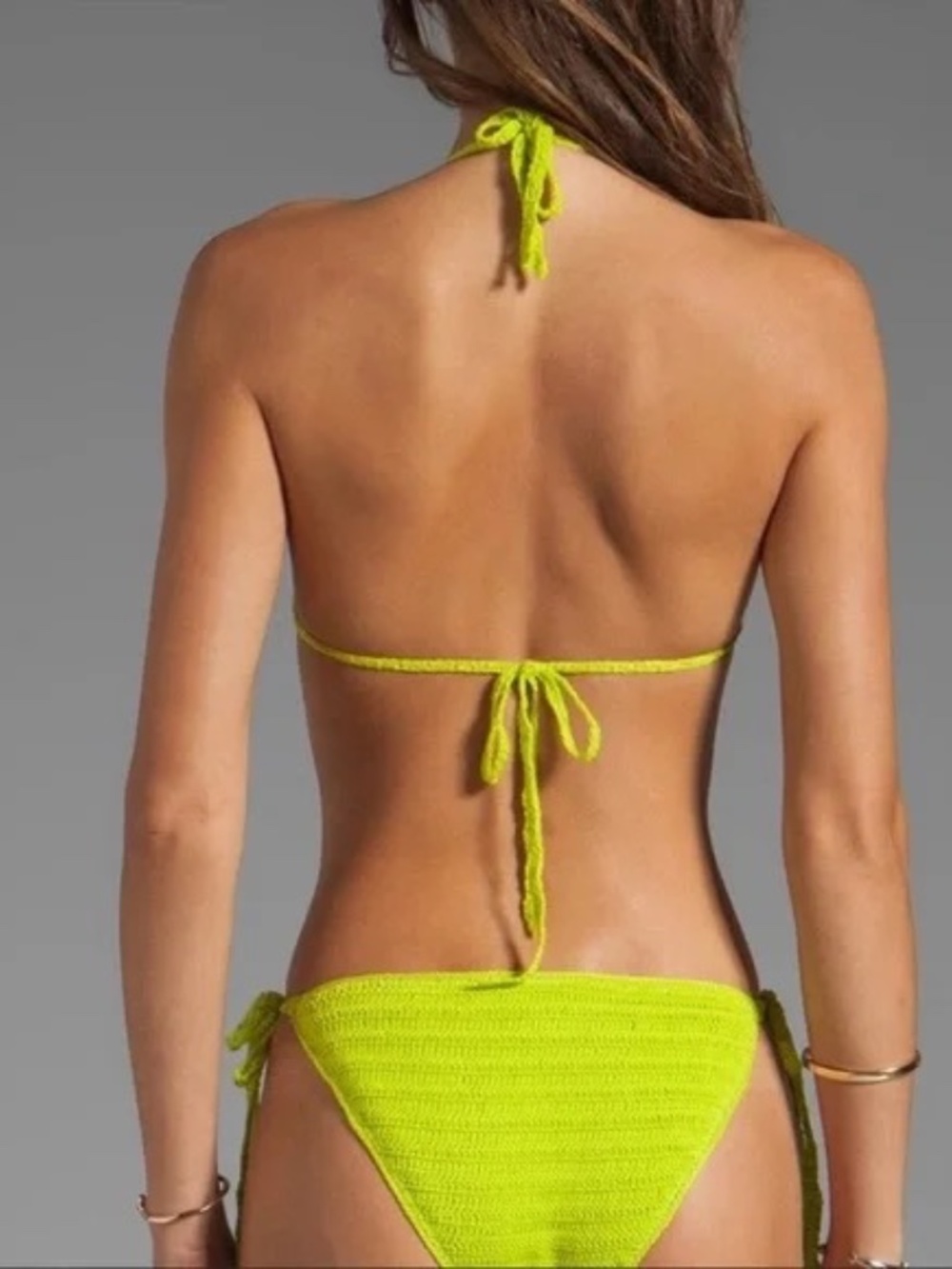 Anna Kosturova Crochet Lattice Monokini Chartreuse NWT L - Picture 2 of 8